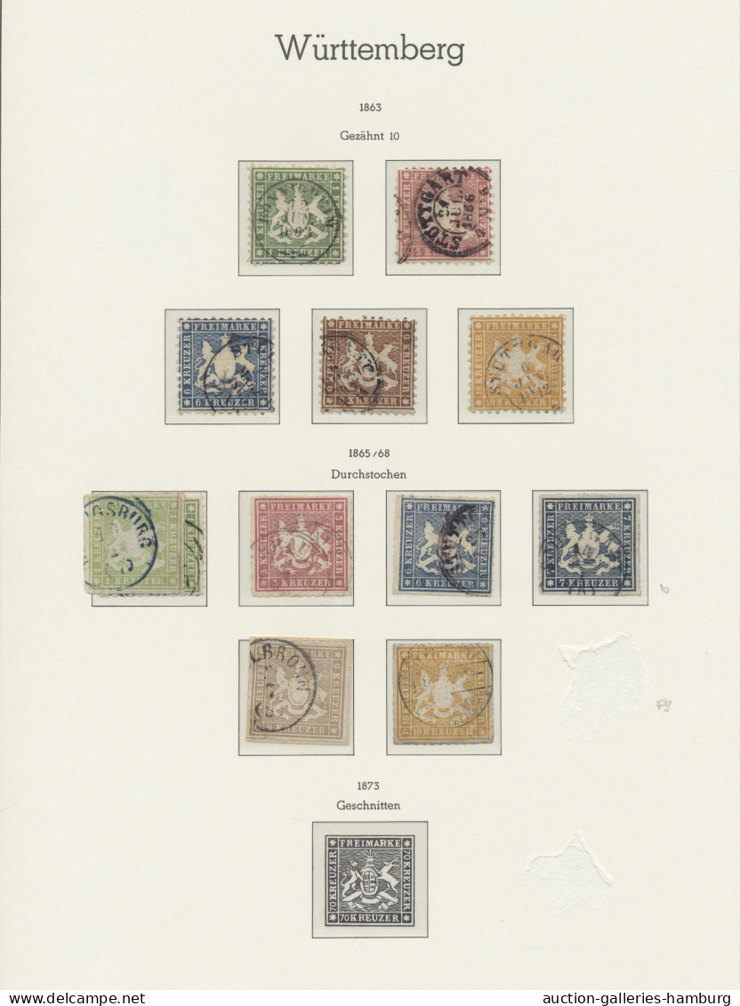 O Württemberg - Marken Und Briefe: 1851-1875, Gestempelte Sammlung In Einem Vordru - Otros & Sin Clasificación