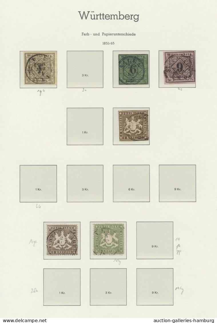 O Württemberg - Marken Und Briefe: 1851-1875, Gestempelte Sammlung In Einem Vordru - Otros & Sin Clasificación