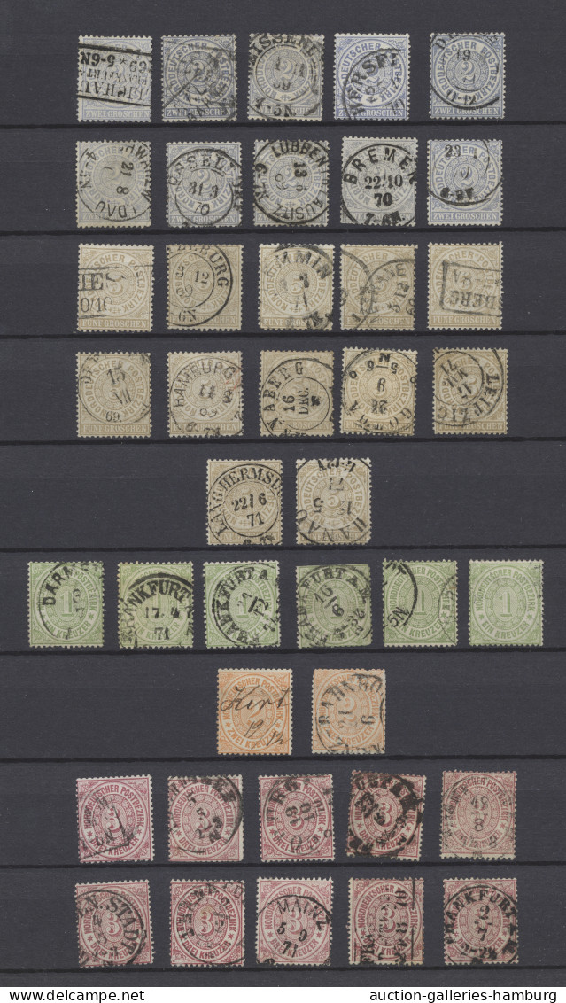 o/Briefstück Norddeutscher Bund - Marken und Briefe: 1868-1870, gestempelte Dublettenpartie i