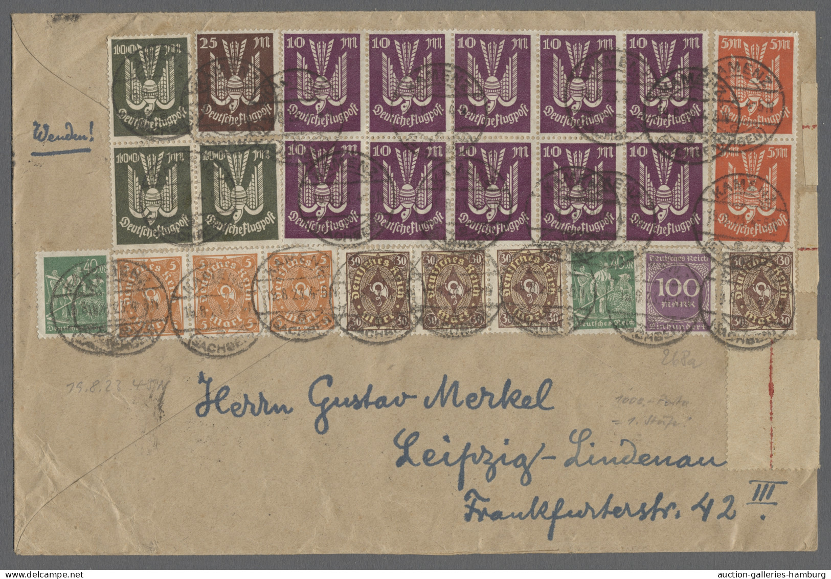 Brf./Flugpost Deutsches Reich: 1923-1939, Interessante Kleine Partie Von 8 Belegen, Darunter S - Collections