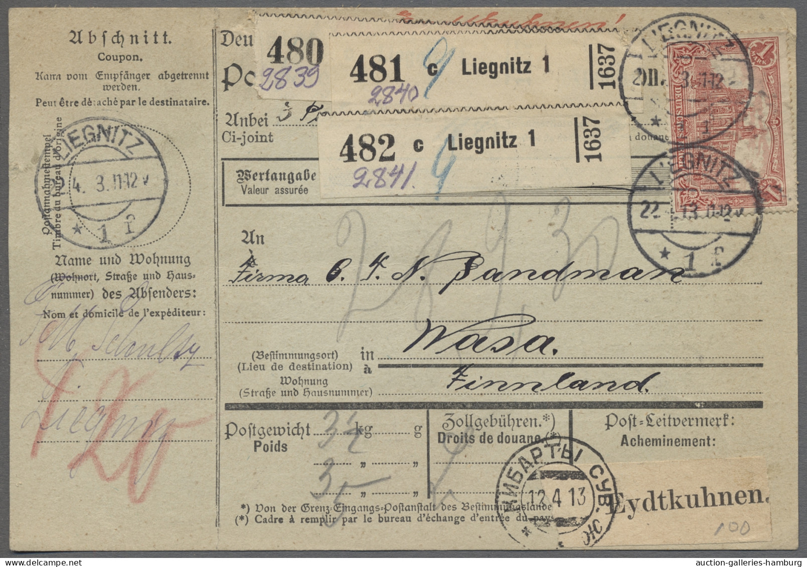 Brf. Deutsches Reich: 1908-1922, Partie Von 25 Nach Finnland Gelaufenen Auslandspaket - Collections