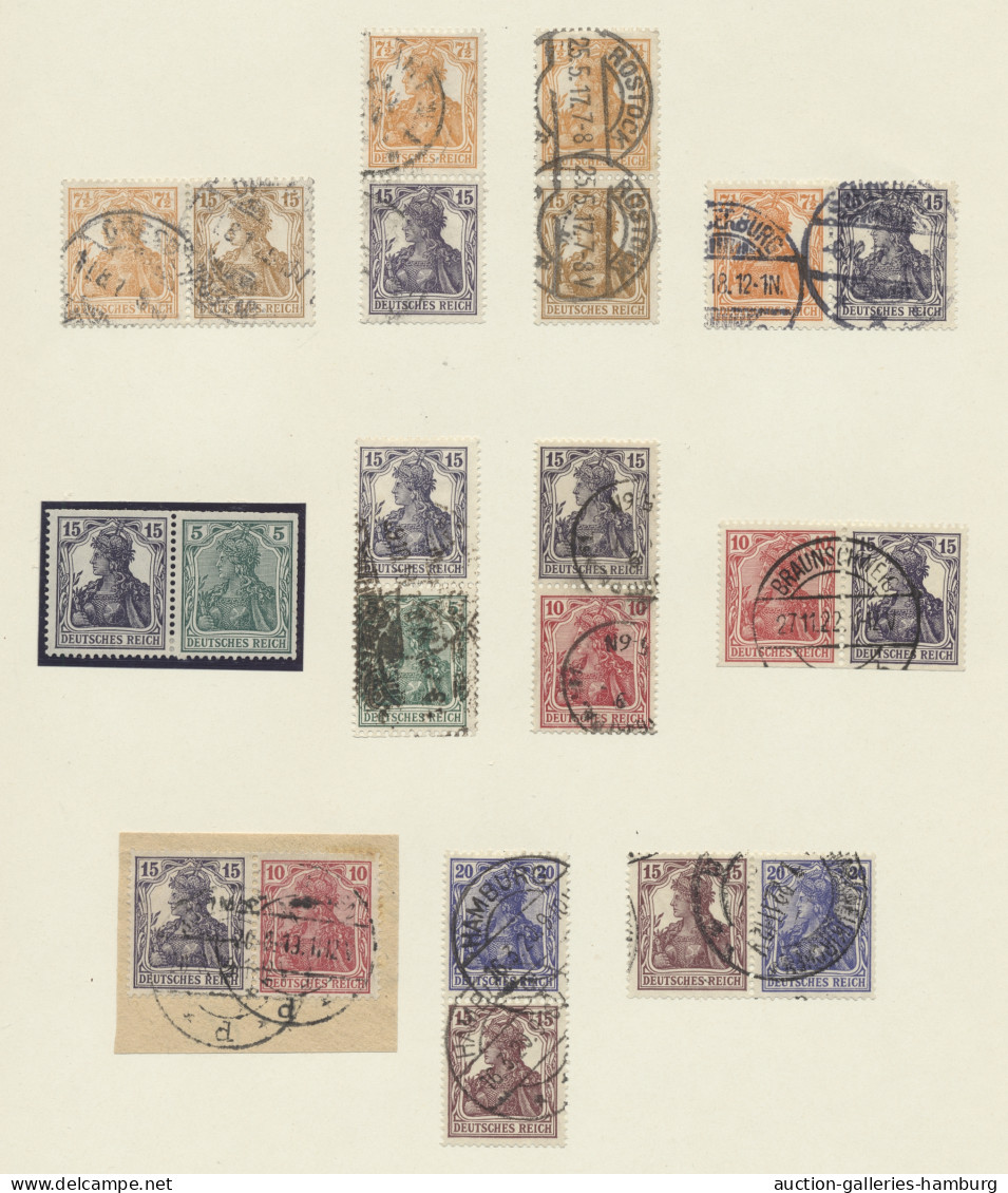 **/*/(*)/o/Briefstück Deutsches Reich - Zusammendrucke: 1910-1921, Sammlung Der Germania-Zusammendruck - Se-Tenant