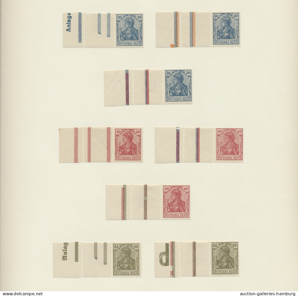 **/*/(*)/o/Briefstück Deutsches Reich - Zusammendrucke: 1910-1921, Sammlung der Germania-Zusammendruck