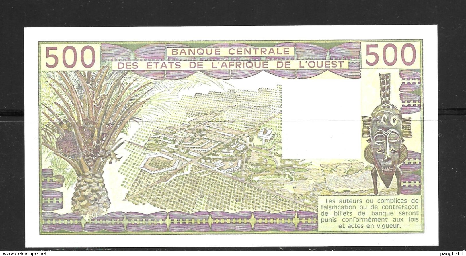 BILLET 500 FRANCS COTE D'IVOIRE 1986 SERIE Y14 NEUF UNC - Ivoorkust