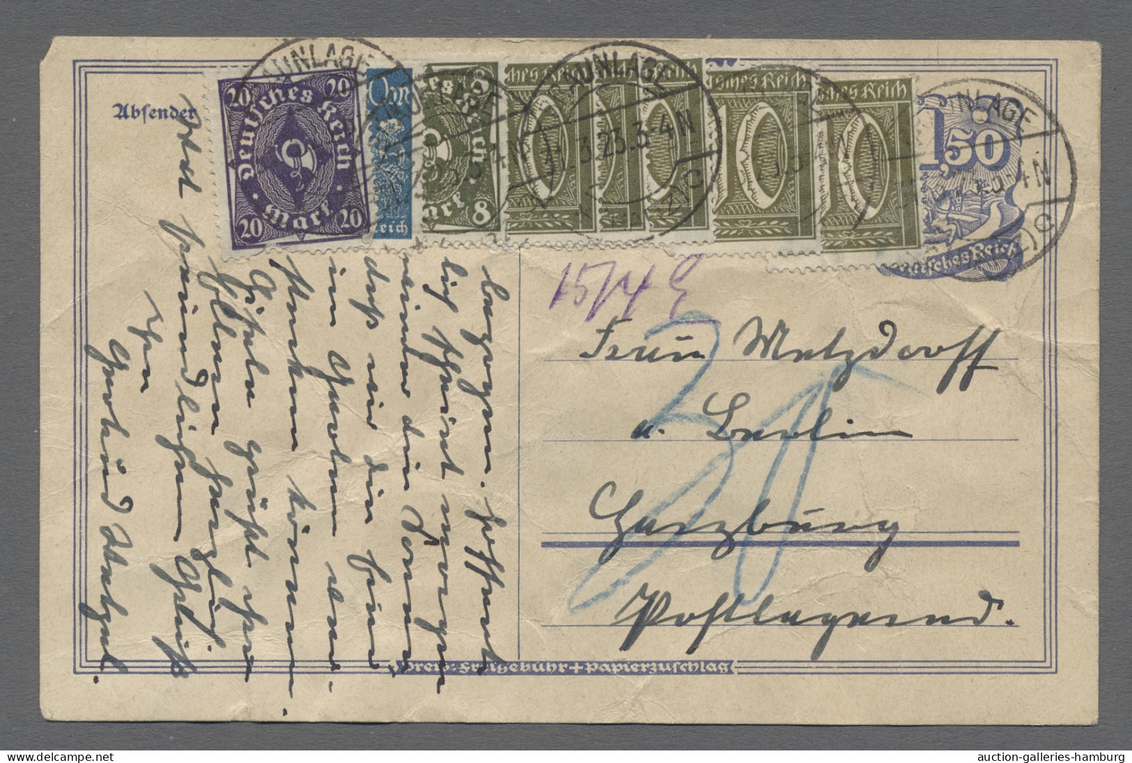 GA Deutsches Reich - Ganzsachen: 1872-1932, zwei Briefalben mit insgesamt rund 200