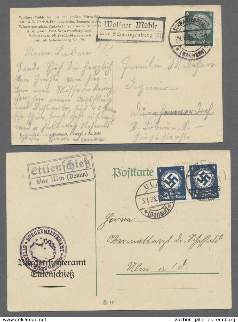 Brf./AK/GA Deutsches Reich - Stempel: LANDPOSTSTEMPEL; 1903-1962, Sammlung Von Etwa 600 Bel - Machines à Affranchir (EMA)