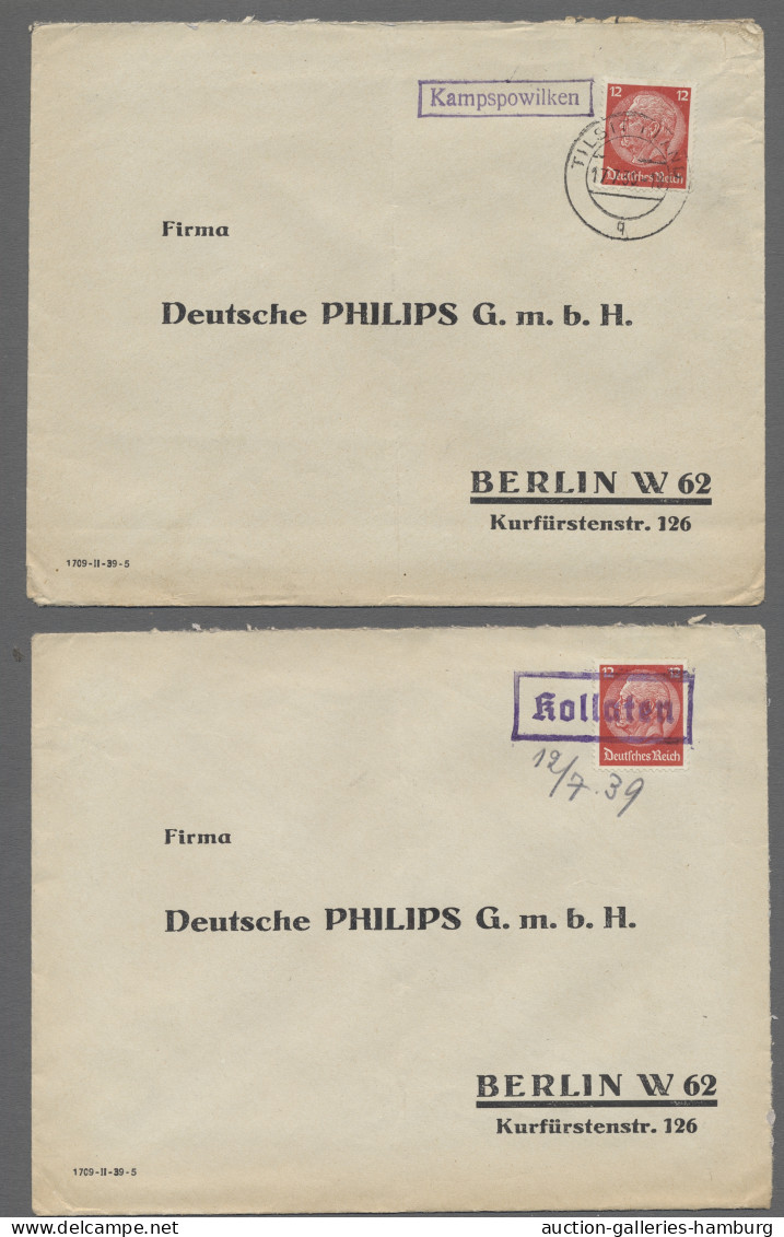 Brf. Deutsches Reich - Stempel: NOTSTEMPEL; 1938-1939 (ca.), Partie von etwa 220 Bele