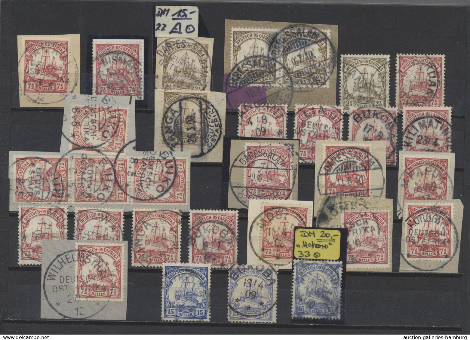 O/Briefstück Deutsch-Ostafrika: 1898-1914, Kleine Partie Auf Drei Steckkarten, 56 Marken, Dav - Afrique Orientale