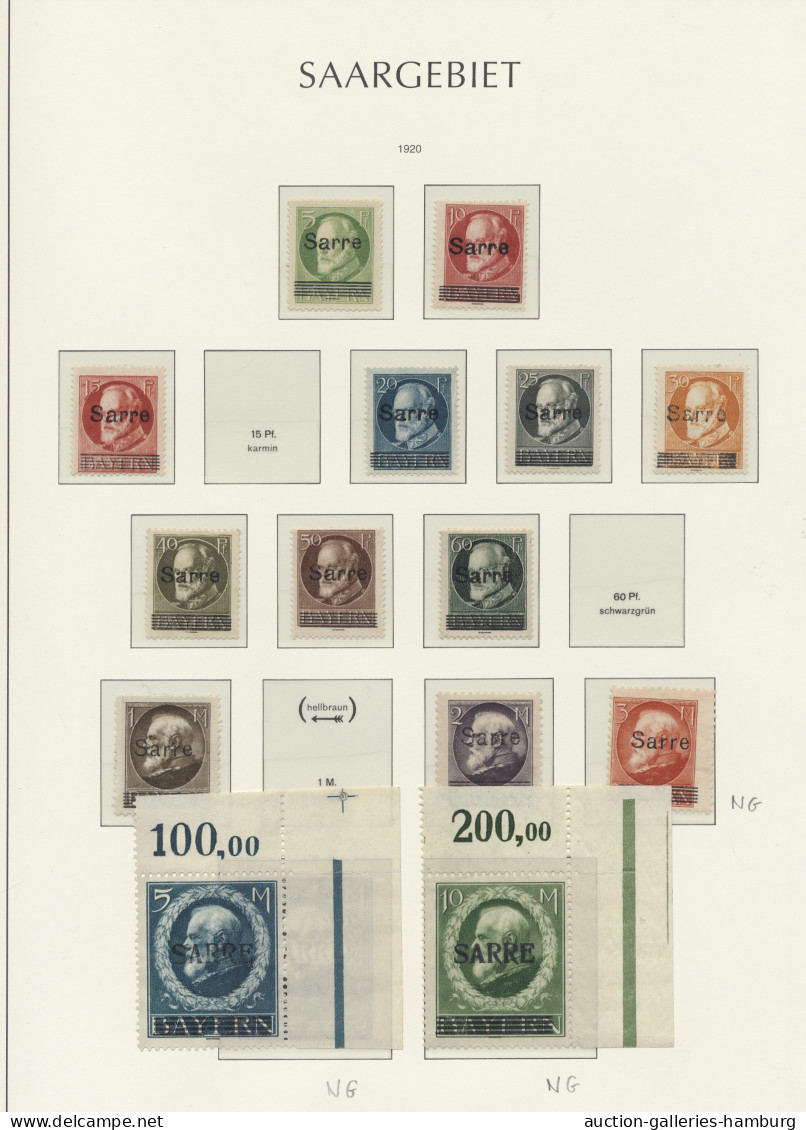 **/* Deutsche Abstimmungsgebiete: Saargebiet: 1920-1935, Nach Vordruck Komplette Komp - Unused Stamps