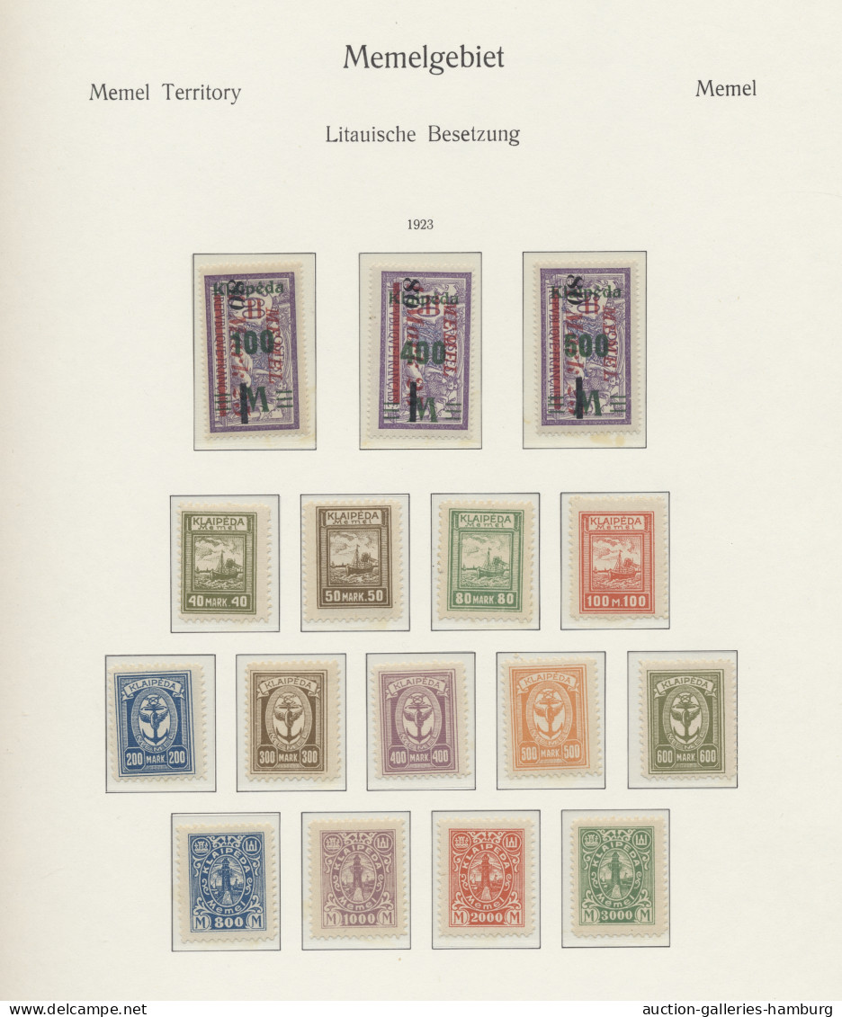 **/* Memel: 1920-1939, Postfrische Sammlung (einige Werte Ungebraucht Bzw. Anhaftunge - Memelgebiet 1923
