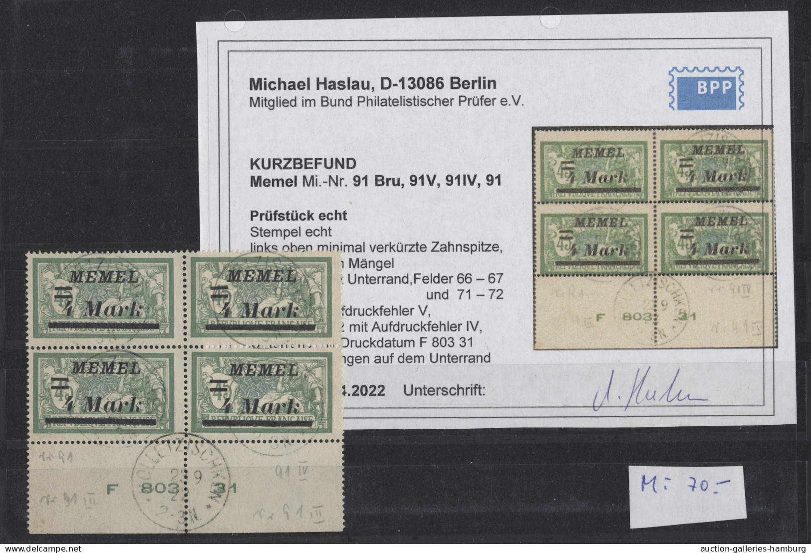 **/*/o Memel: 1920-1923, Kleine Spezialpartie Auf 4 Stecktafeln Mit U.a. Aufdruckfehler - Memel (Klaïpeda) 1923