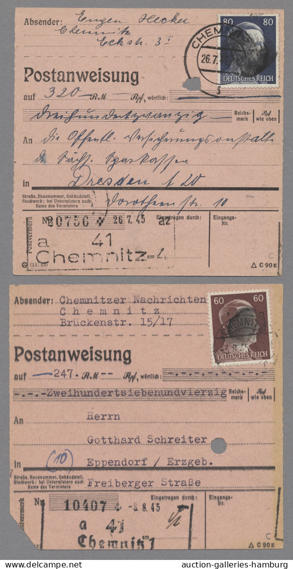 Brf./GA Sowjetische Zone - Sächsische Schwärzungen: 1945, Sammlung / Partie In Leuchttur - Other & Unclassified