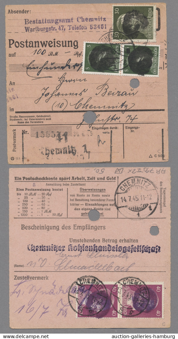 Brf./GA Sowjetische Zone - Sächsische Schwärzungen: 1945, Sammlung / Partie In Leuchttur - Other & Unclassified