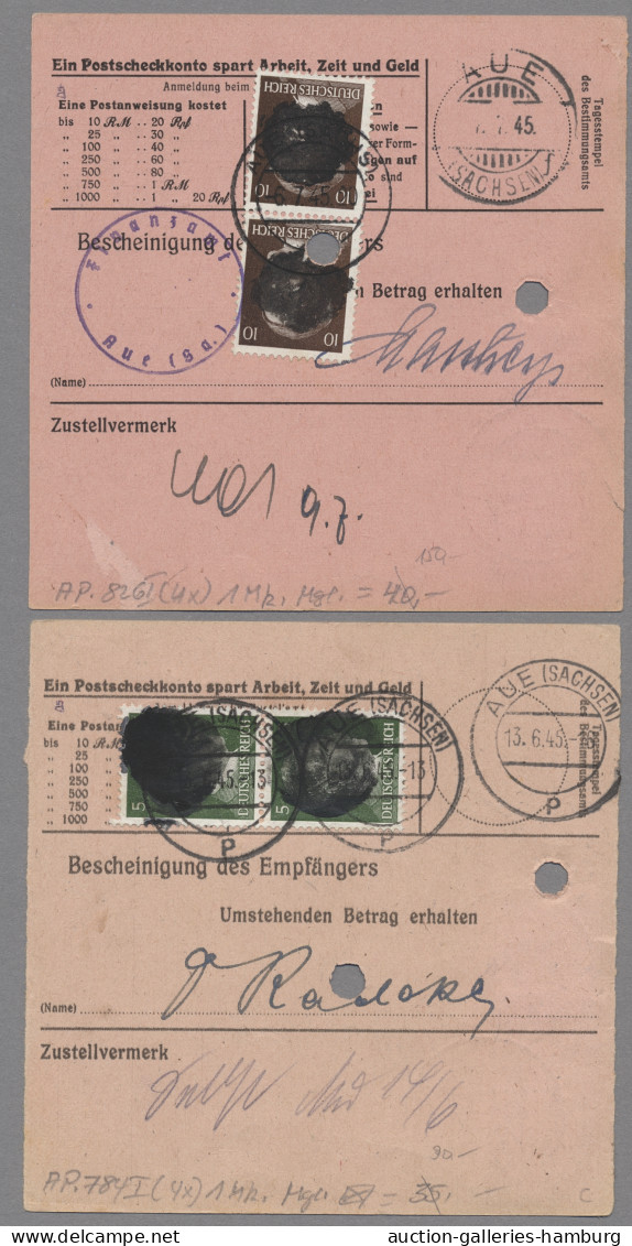 Brf./GA Sowjetische Zone - Sächsische Schwärzungen: 1945, Sammlung / Partie in Leuchttur