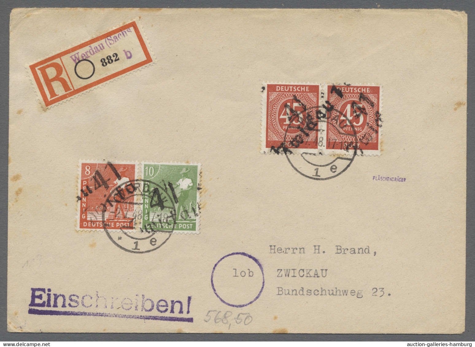 **/*/o/Briefstück/Brf. Sowjetische Zone - Bezirkshandstempel - X - Bez. 41 (Chemnitz): 1948, Adorf - Zw - Other & Unclassified