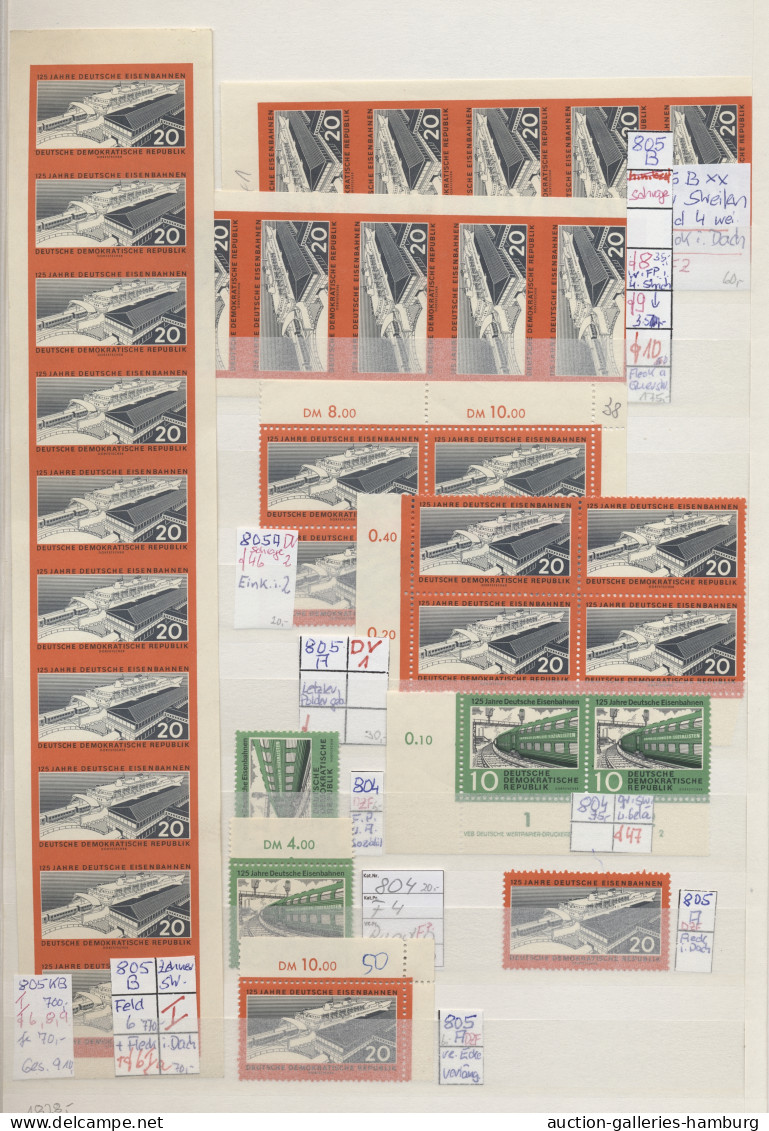 ** DDR: 1949-1990, sehr umfangreiche postfrische Plattenfehler-Forschungssammlung i