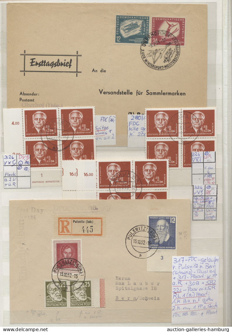 O/Brf. DDR: 1949-1990, Umfangreiche Gestempelte Plattenfehlersammlung In 2 Steckalben U - Sammlungen