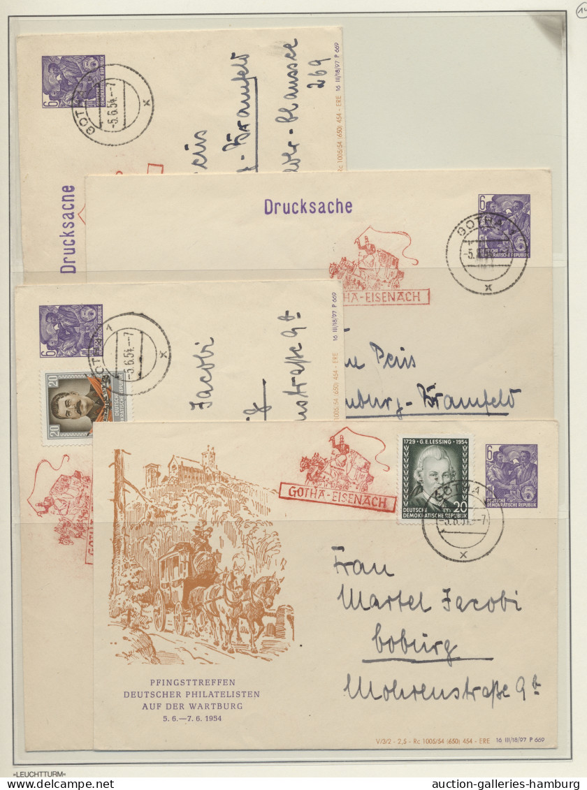 Brf./GA/FDC DDR: 1948-1960, BELEGE - Sammlung Von Rund 270 Stück In Zwei Leuchtturm-Ringbind - Sammlungen
