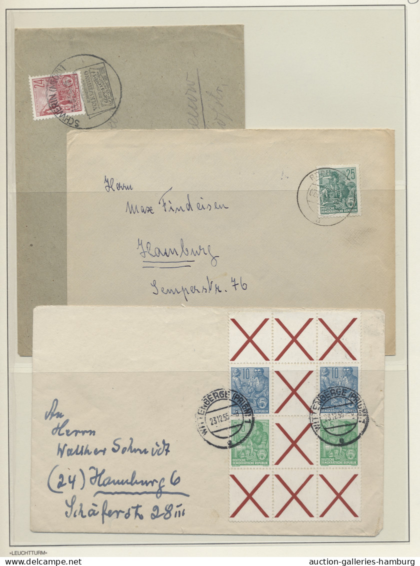 Brf./GA/FDC DDR: 1948-1960, BELEGE - Sammlung Von Rund 270 Stück In Zwei Leuchtturm-Ringbind - Collections