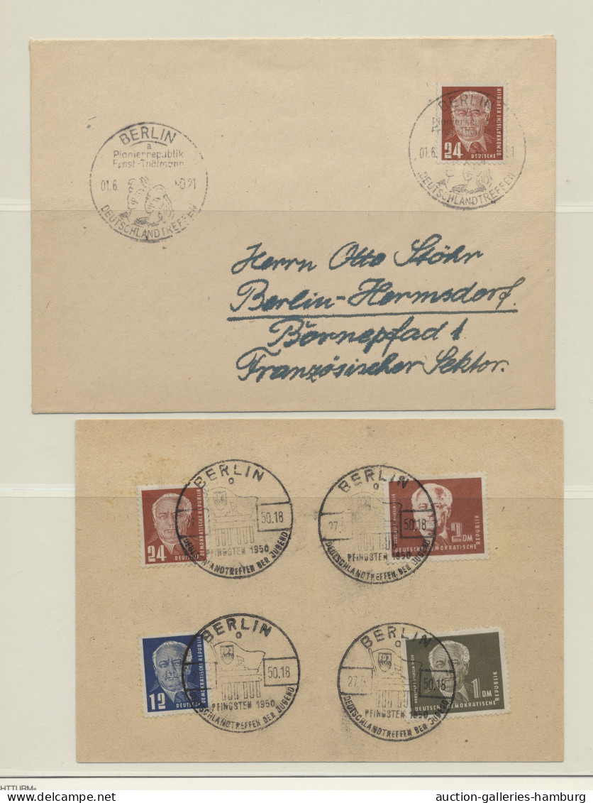 Brf./GA/FDC DDR: 1948-1960, BELEGE - Sammlung von rund 270 Stück in zwei Leuchtturm-Ringbind