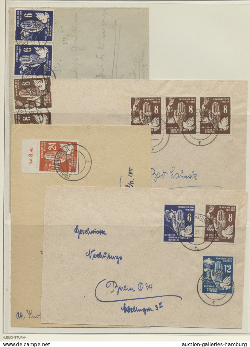 Brf./GA/FDC DDR: 1948-1960, BELEGE - Sammlung von rund 270 Stück in zwei Leuchtturm-Ringbind