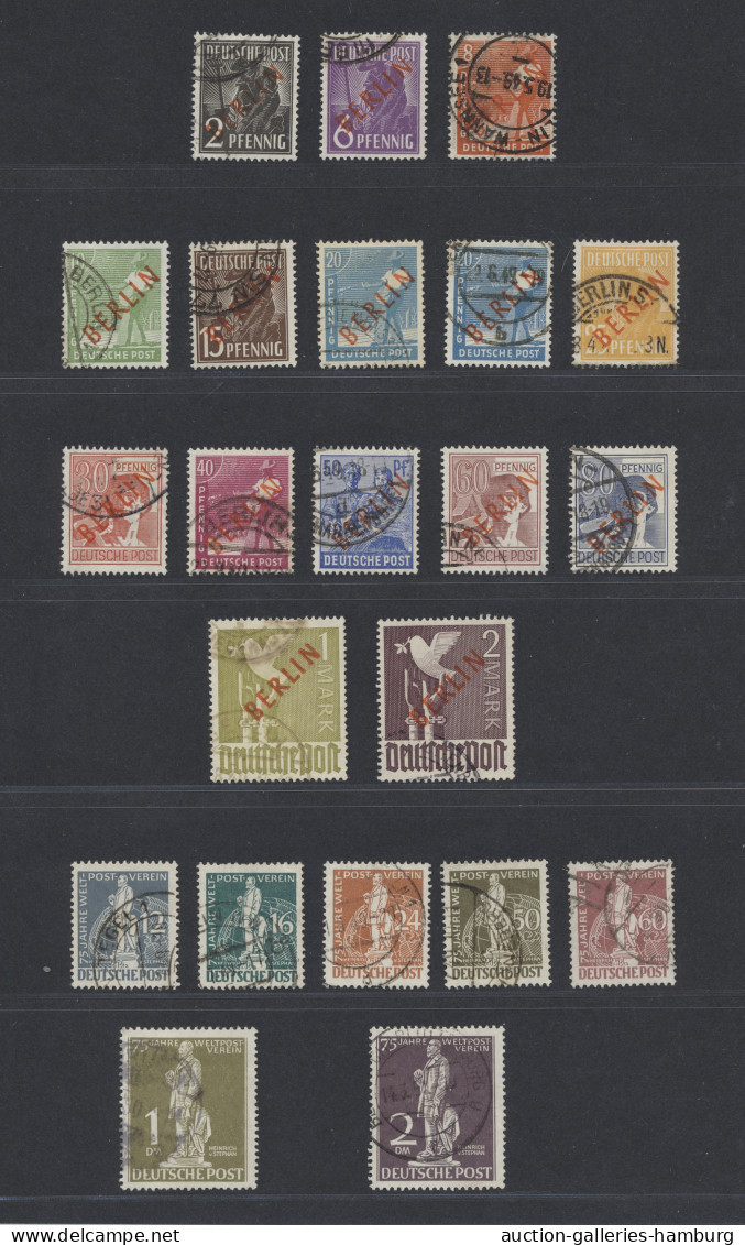 O Berlin: 1949, Kleine Gestempelte Partie Mit Rotaufdruck Komplett (Mi.Nr. 21/34, - Used Stamps