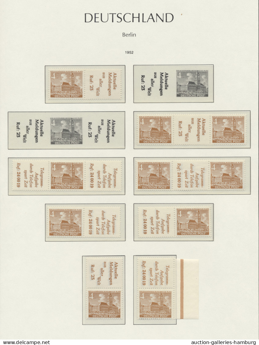 o/**/* Berlin - Zusammendrucke: 1949-1990, jeweils gestempelte und postfrische Sammlung