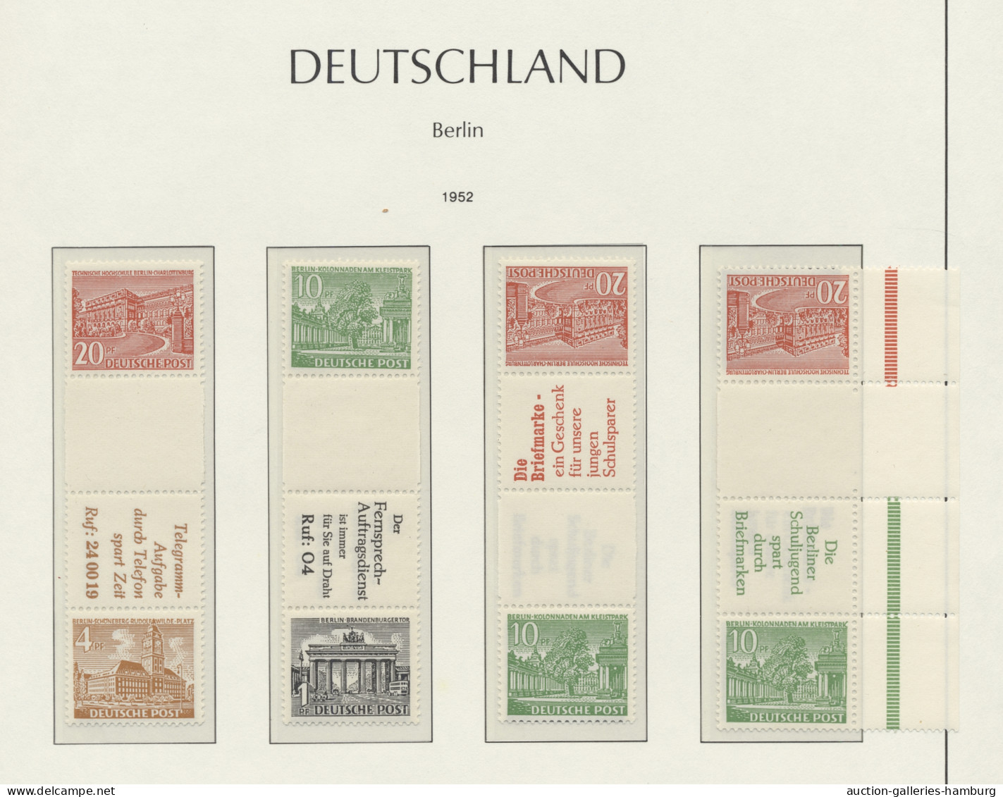 o/**/* Berlin - Zusammendrucke: 1949-1990, jeweils gestempelte und postfrische Sammlung