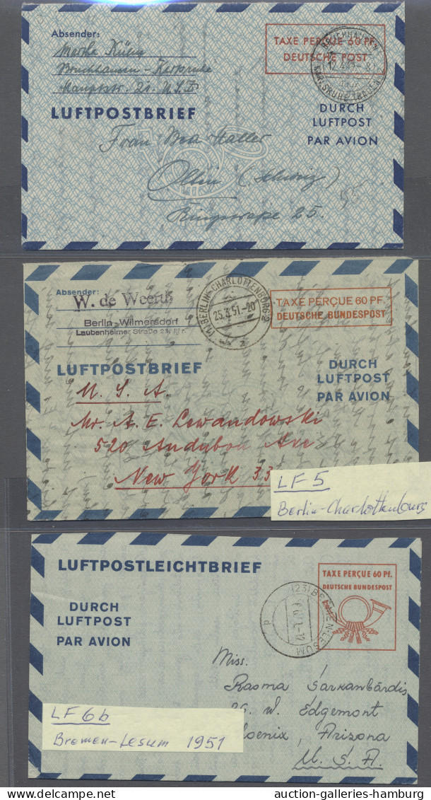 GA Bundesrepublik - Ganzsachen: 1949-1953, Partie Von 5 Gelaufenen Lufpostleichtbri - Other & Unclassified