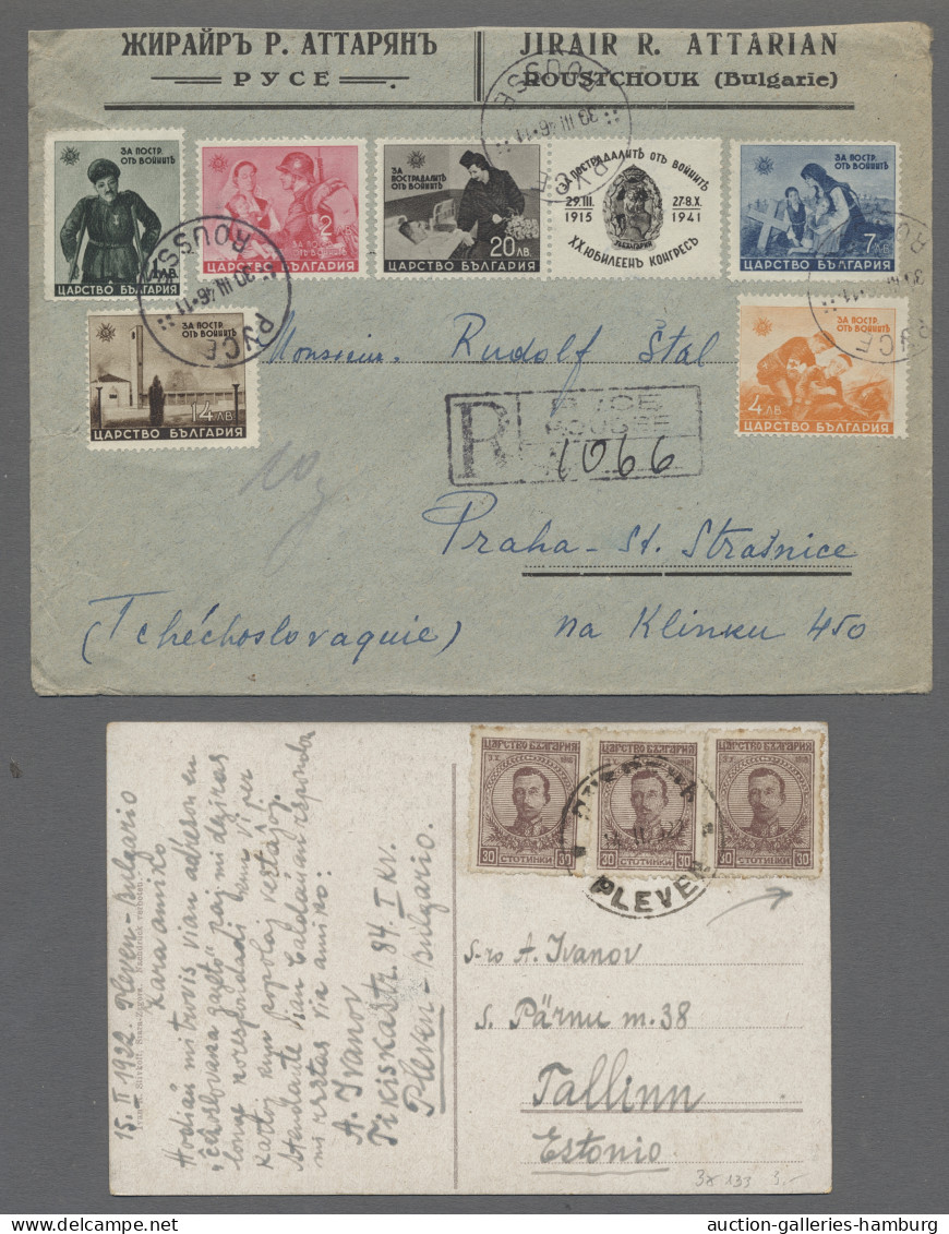 Cover/GA Bulgaria: 1879-1989, BELEGE, 68 Verschiedene Inklusive Ganzsachen Und Bedarfsbel - Briefe U. Dokumente