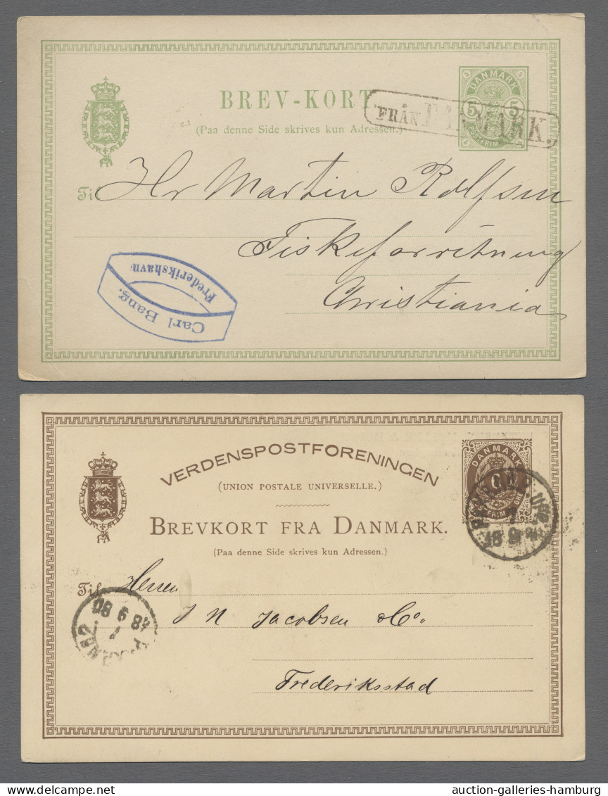 GA Denmark - Postal Stationery: 1880-1908, Partie Von 10 Gebrauchten Ganzsachen Mit - Ganzsachen