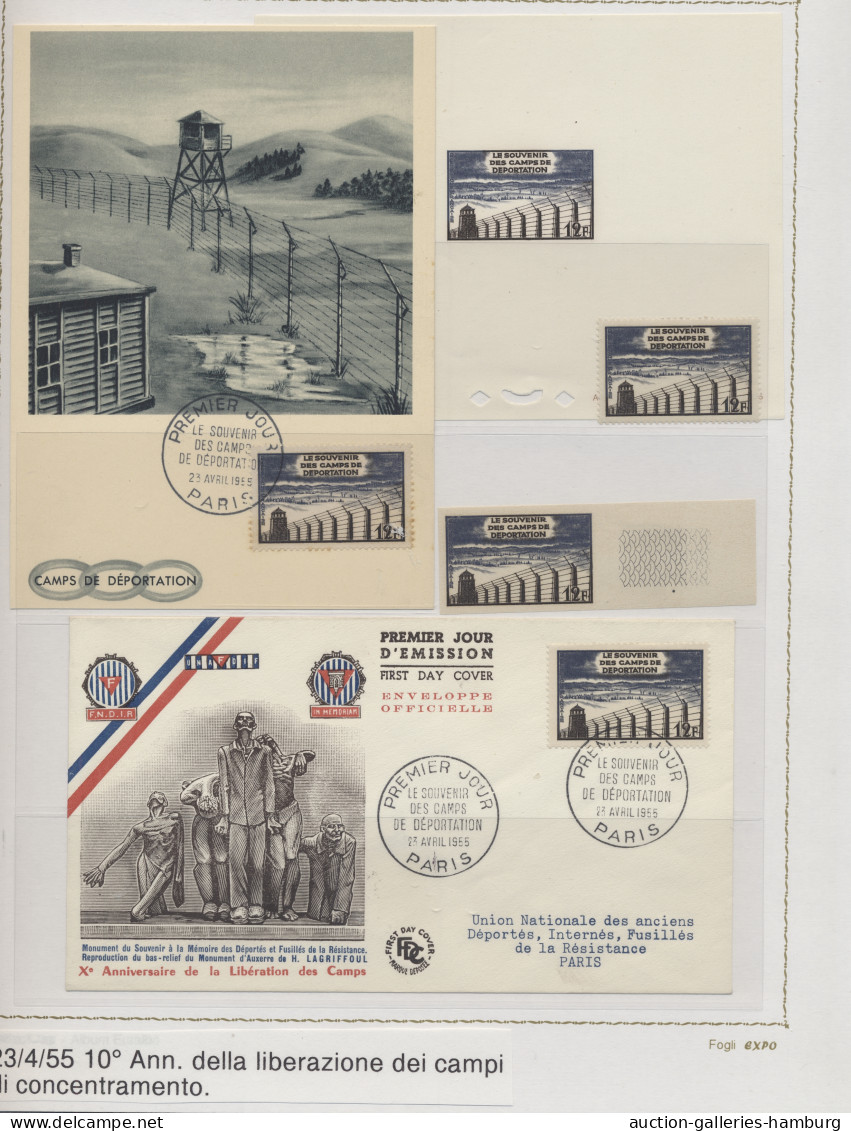 **/o/Cover/FDC France: 1939-1998, RESISTANCE, Spezialsammlung in fünf Ringbindern auf ausstellu