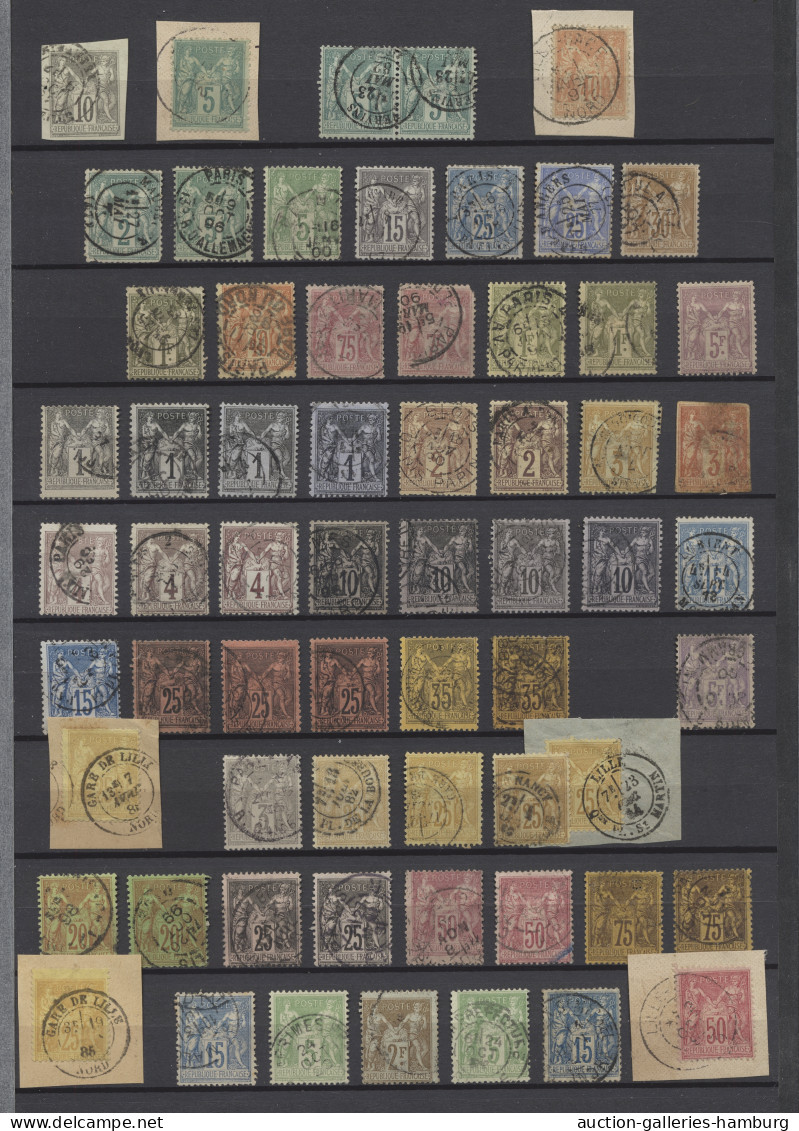 O/* France: 1862-1992 (ca.), Vorwiegend Gestempelte Sammlung In 64-Seiten-Einsteckbu - Collections