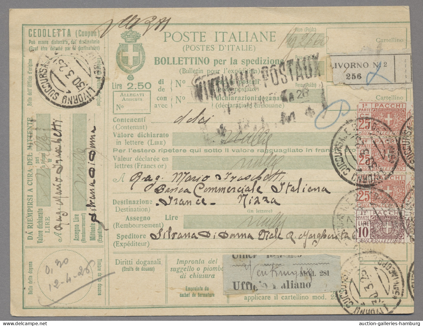 GA/o Italy - Postal Stationary: 1925-26, 94 Auslandspaketkarten-Ganzsachen Nach Frank - Stamped Stationery