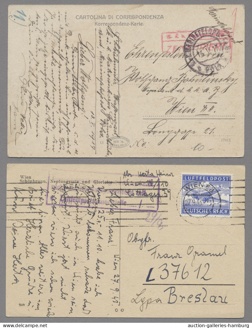 Brf./GA Österreich: Ca. 1915-1950, Post Von Und Nach Österreich, Etwas CSSR, Etwa 180 Be - Sammlungen
