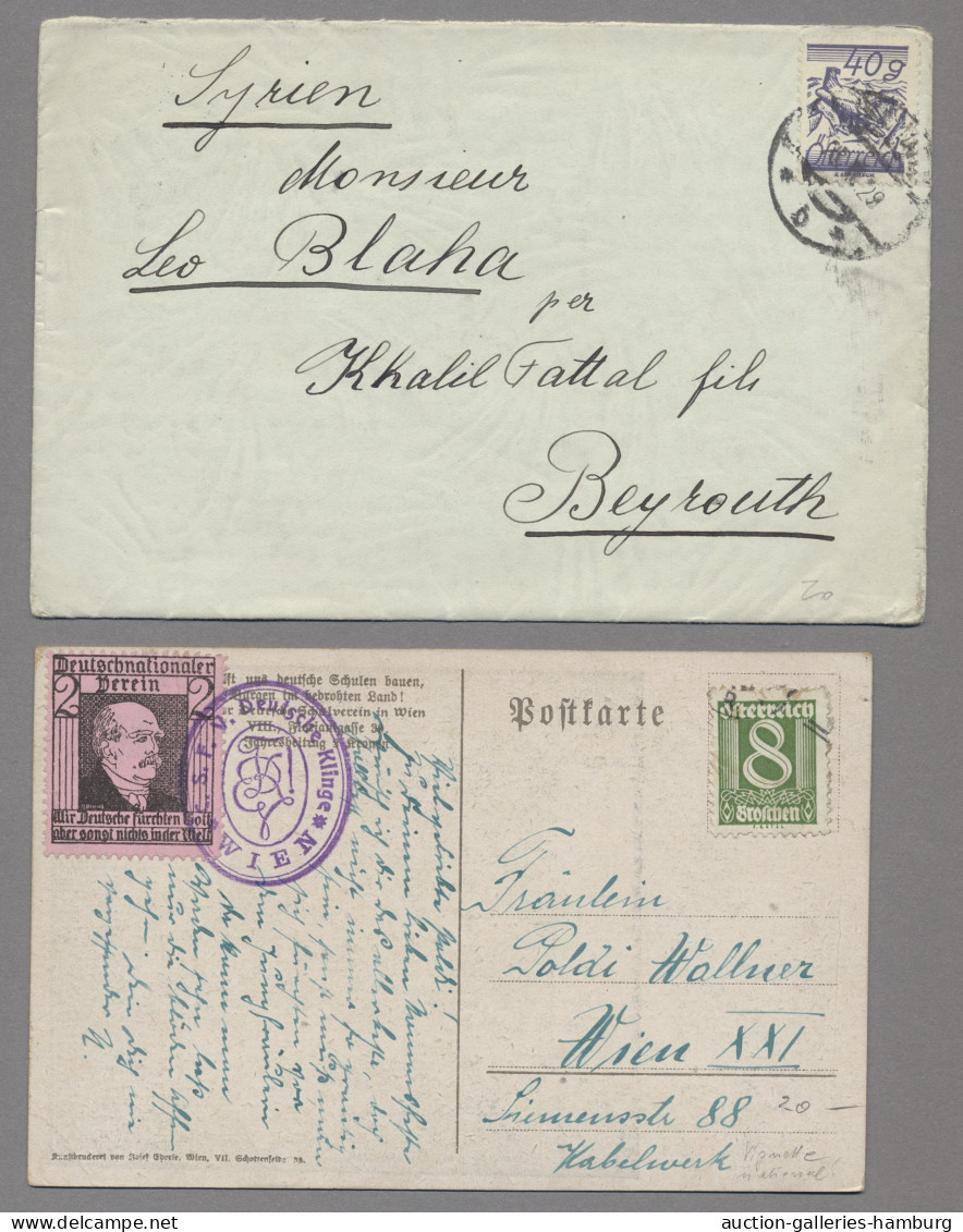 Brf./GA Österreich: Ca. 1915-1950, Post von und nach Österreich, etwas CSSR, etwa 180 Be
