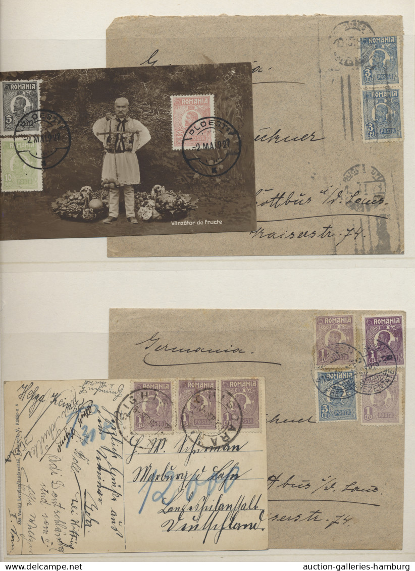 Cover/GA Romania: 1869-1955, Sammlung Von 137 Briefen Und Ganzsachen Im Ringbinder, Dabei - Cartas & Documentos