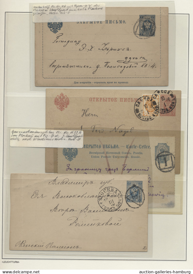 GA/Cover Russia: 1879-1918, BELEGE, Sammlung in Leuchtturm-Ringbinder mit 74 Belegen (und