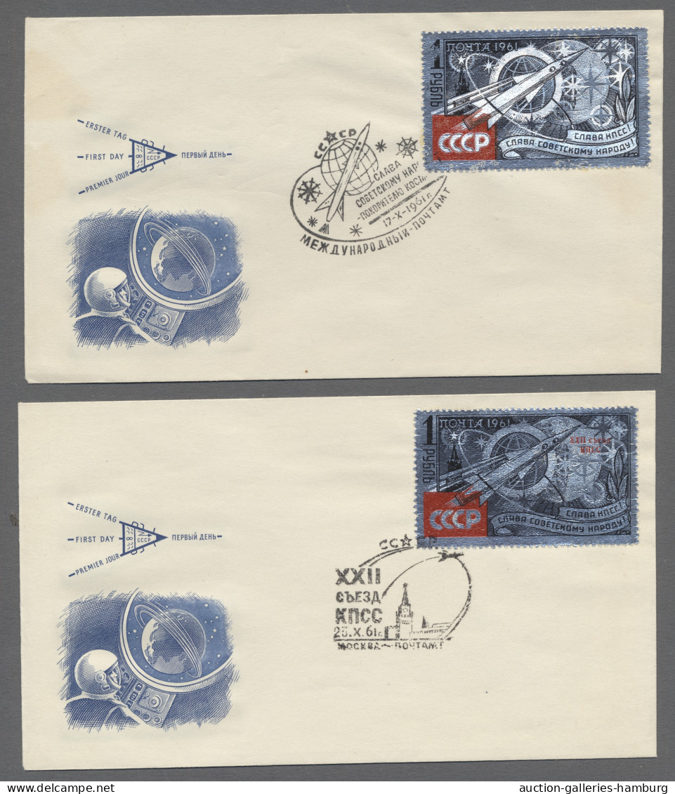 Cover/GA/FDC Sowjet Union: 1959-1995, THEMATIK RAUMFAHRT, 77 Belege Mit Raumfahrtbezug, Frank - Brieven En Documenten