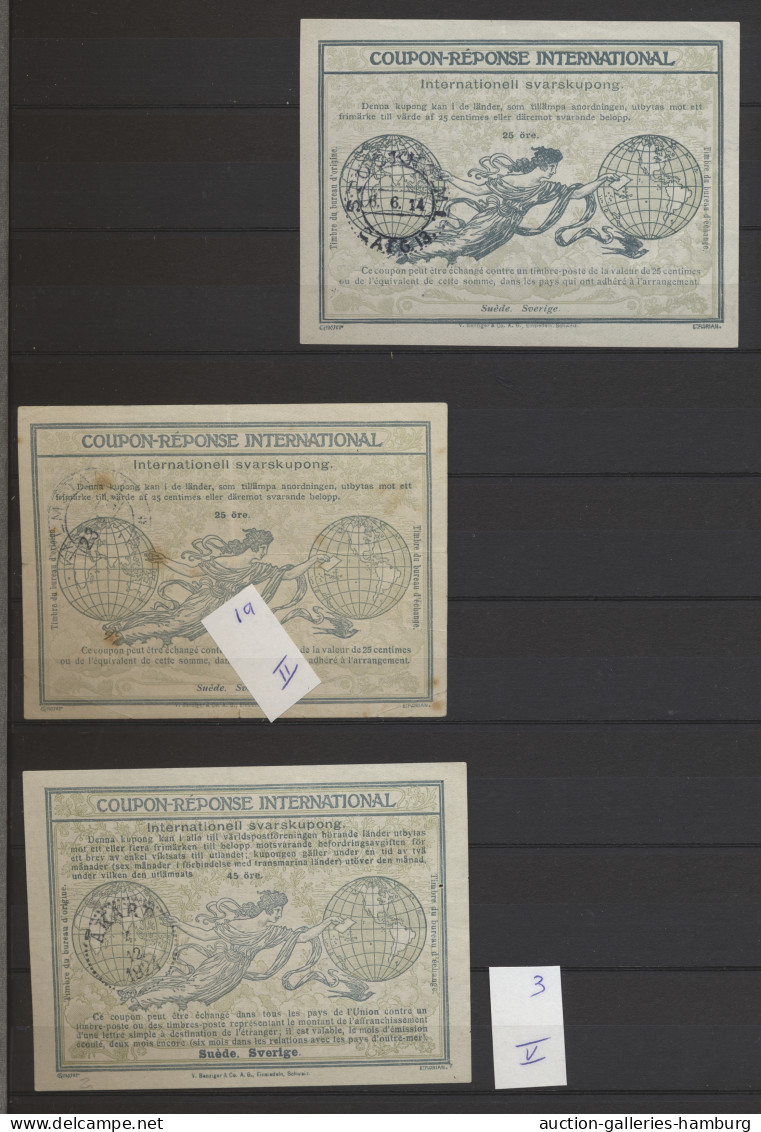 GA Sweden - Postal Stationery: 1914-1998, Collection Of 134 International Reply Cou - Postwaardestukken