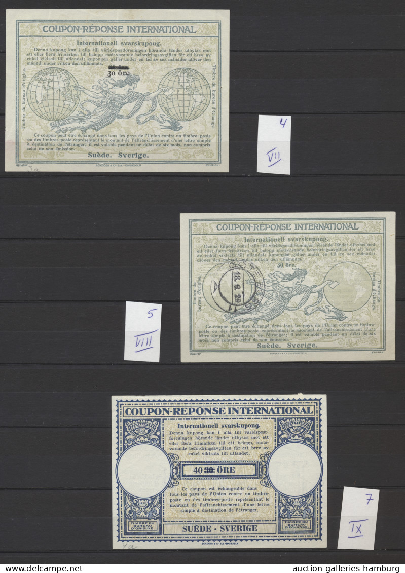 GA Sweden - Postal Stationery: 1914-1998, Collection Of 134 International Reply Cou - Enteros Postales