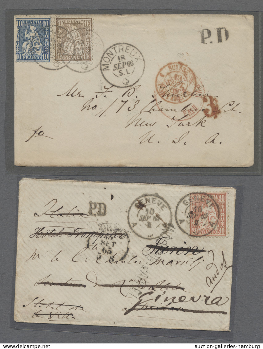 Brf./Flugpost Schweiz: 1855-1950, Ein Sehr Gehaltvolles Lot Von 14 Belegen Ab Zwei Strubel-Fra - Collections