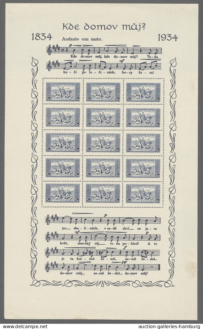 (*) Czechoslowakia: 1934, "100 Jahre Tschechische Nationalhymne"-Schmuckbogenpaar (M - Unused Stamps