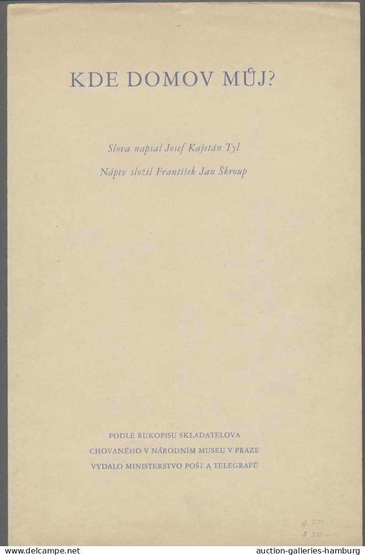 (*) Czechoslowakia: 1934, "100 Jahre Tschechische Nationalhymne"-Schmuckbogenpaar (M - Nuevos