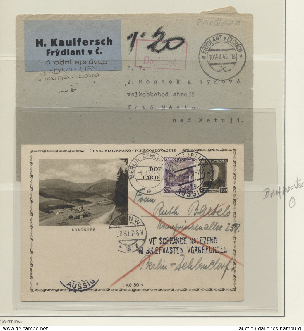 Cover/GA Czechoslowakia: 1919-1955, BELEGE, Sammlung In Leuchtturm-Ringbinder Mit 78 Bele - Covers & Documents