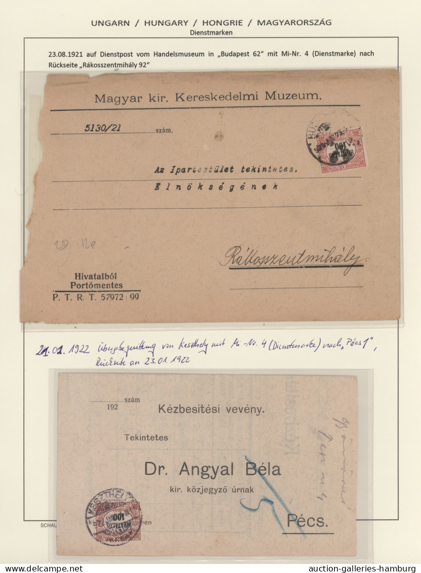 **/o/Cover/* Hungary - Service Stamps: 1921-1924, Sammlung / Bestand Auf Albumblättern, Inklu - Officials