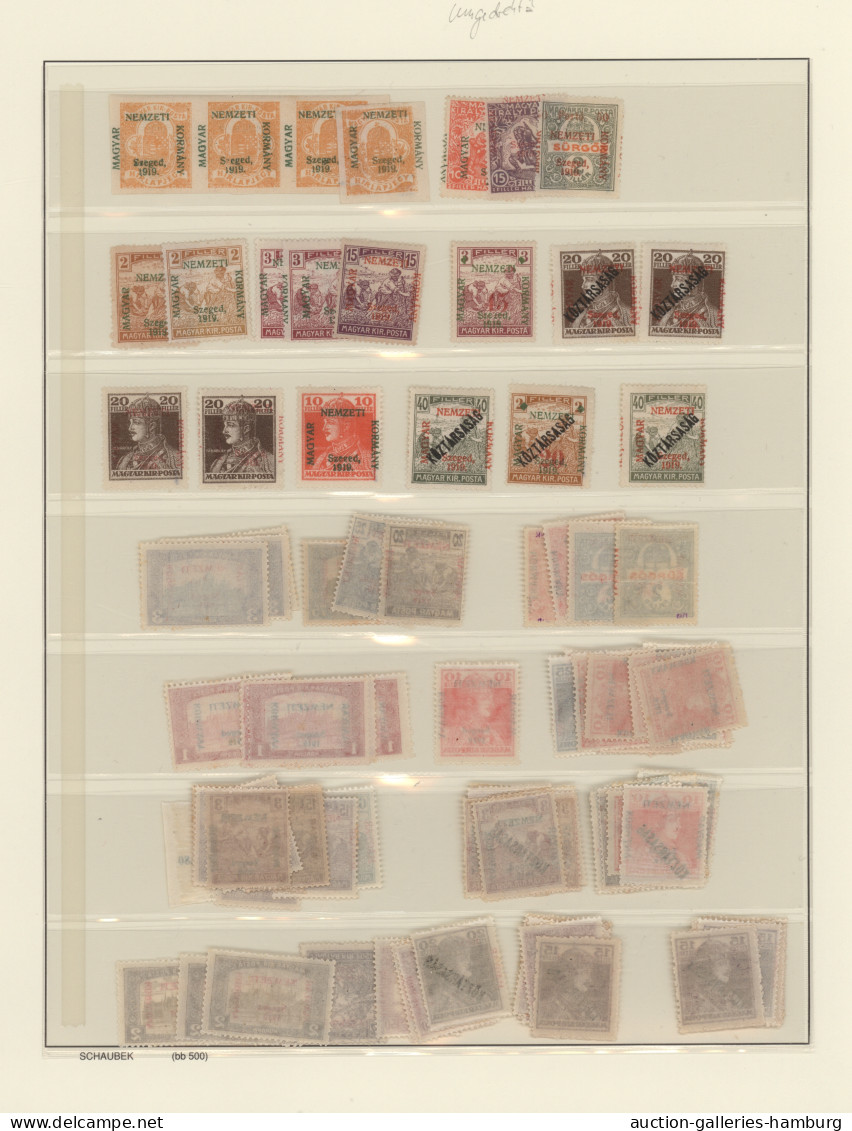 **/* Hungary: 1919, Partie Von Rund 150 Postfrischen Werten Auf Steckblättern, Darunt - Szeged