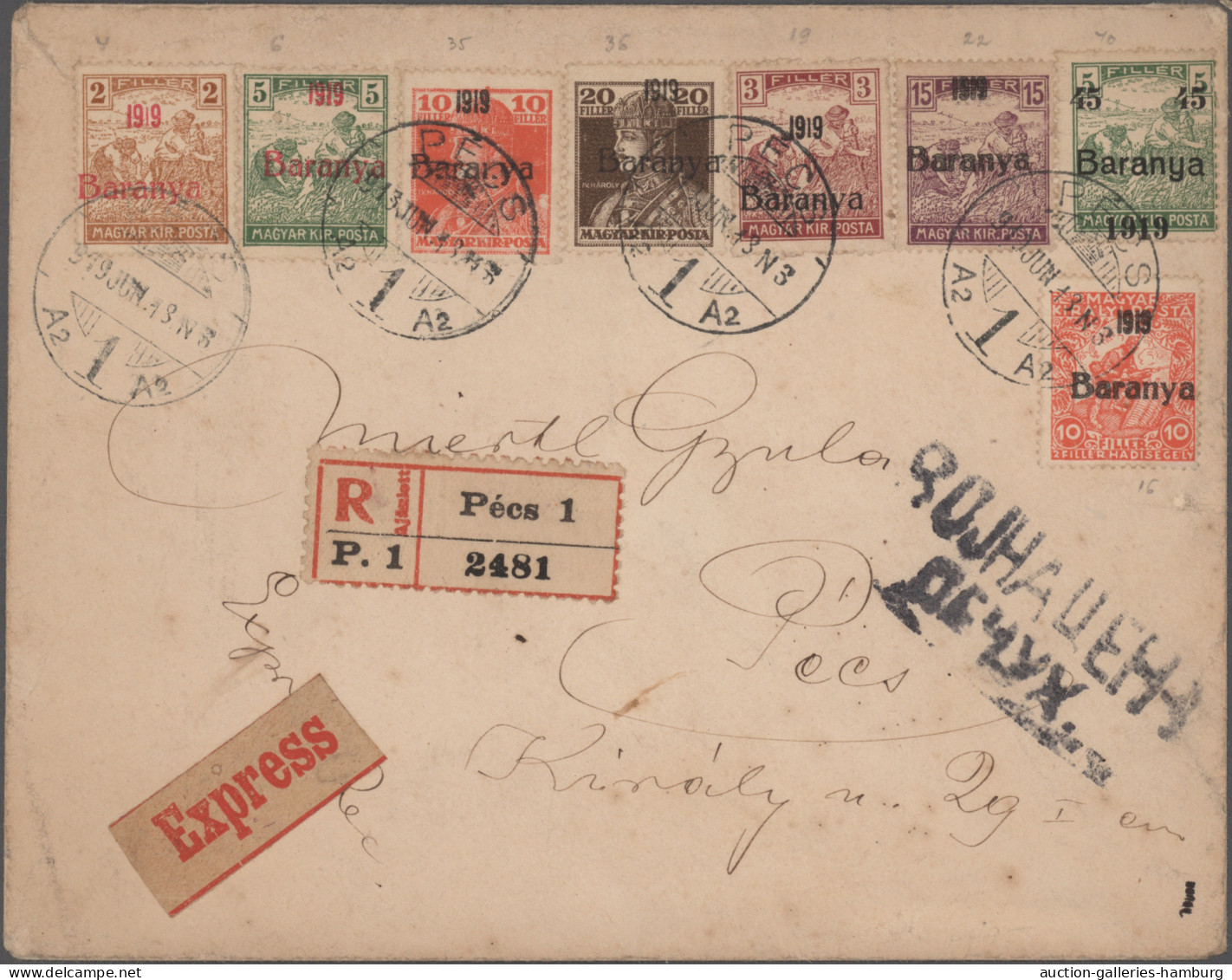Cover/GA/o/on Piece/**/* Hungary: 1919/1921, Extraordinary And Deeply Specialised Collection In Two Binde - Baranya