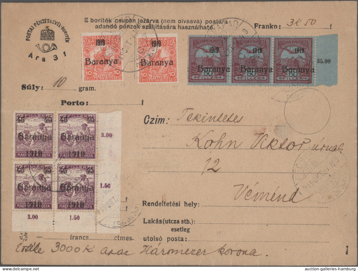 Cover/GA/o/on Piece/**/* Hungary: 1919/1921, Extraordinary And Deeply Specialised Collection In Two Binde - Baranya