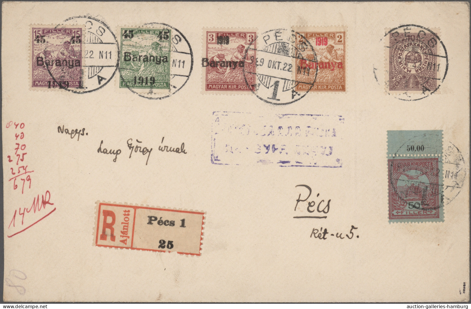 Cover/GA/o/on Piece/**/* Hungary: 1919/1921, Extraordinary And Deeply Specialised Collection In Two Binde - Baranya